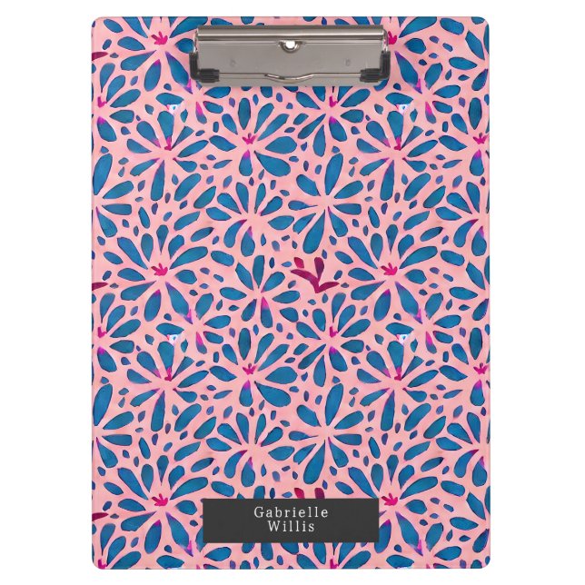 Faux Cutouts Watercolor Boho Folk Art Inspired Clipboard (Front)