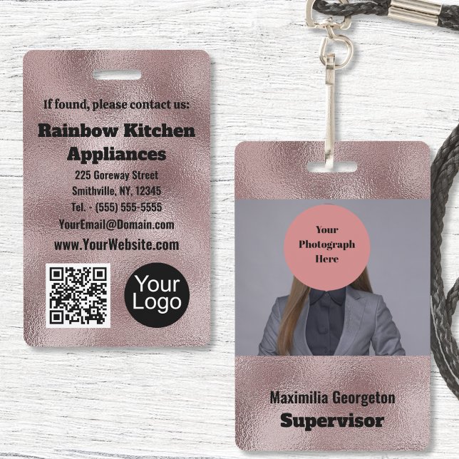 Faux Dark Pink Metallic ID Badge (Faux Dark Pink Metallic ID Badge by Office Accessories Shop)