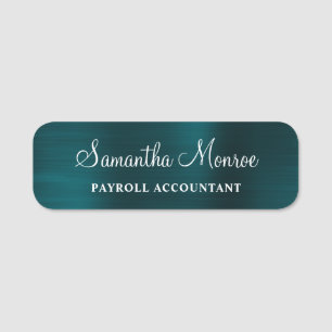 Faux Dark Turquoise Foil Name Tag
