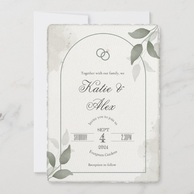 Faux Deckled Edge Rustic Simple Script Invitation  (Front)