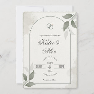 Faux Deckled Edge Rustic Simple Script Invitation
