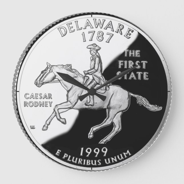Faux Delaware State Quarter Large Clock (Front)