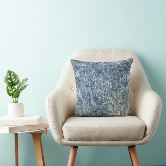 Faux Denim Acid Laver Bleu Jean Jouer Oreiller (Chaise)