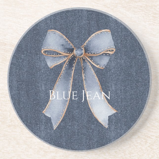 Faux Denim Blue Jean Bow Coaster (Front)