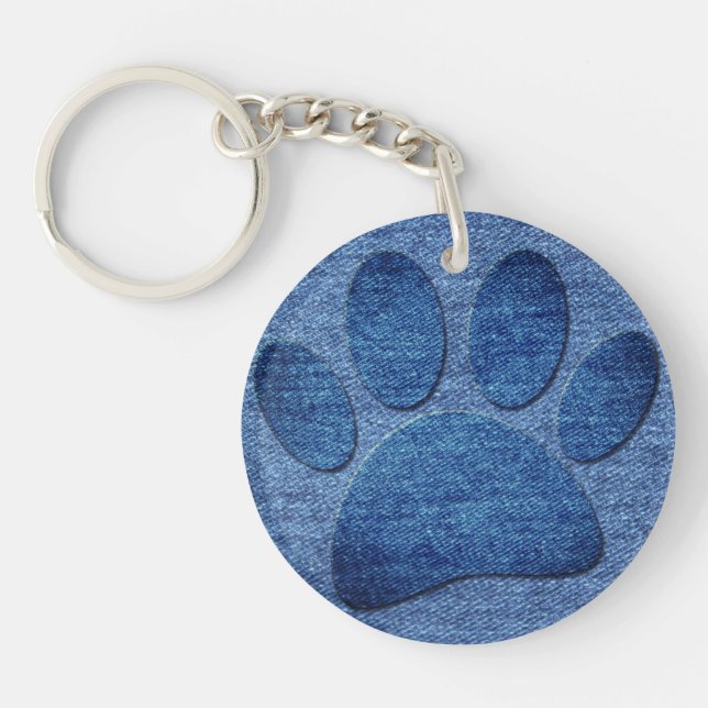Faux Denim Jeans Chien Empreinte de patte Porte -  (Devant)