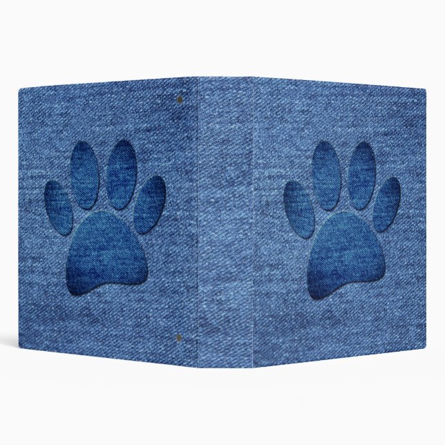 Faux Denim Jeans Dog Paw Print  Binder (Background)