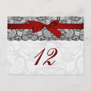 Faux dentelle et ruban rouge, noir cartes de numér