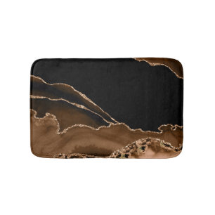 Faux Desert Brown Marbled Agate Contemporary Stone Bath Mat