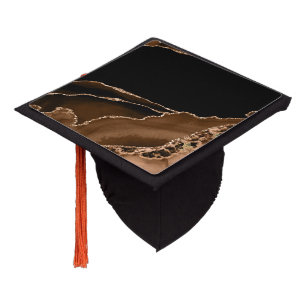 Faux Desert Brown Marbled Agate Contemporary Stone Graduation Cap Topper
