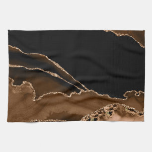 Faux Desert Brown Marbled Agate Contemporary Stone Kitchen Towel