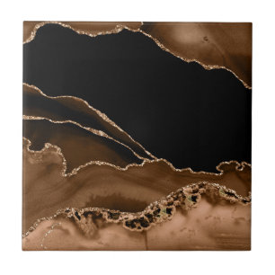 Faux Desert Brown Marbled Agate Contemporary Stone Tile