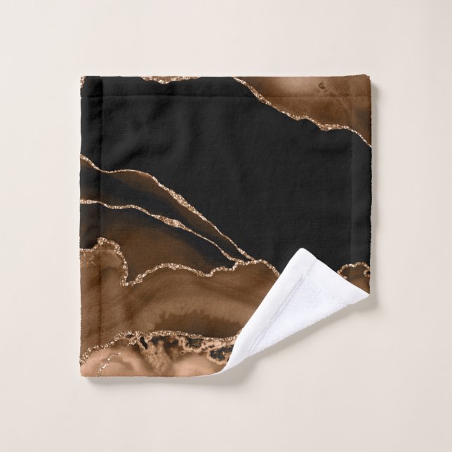 Faux Desert Brown marbré Agate de pierre contempor (Gant de toilette)