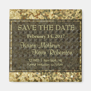 Faux Diamond and Gold Glitter Look Magnet