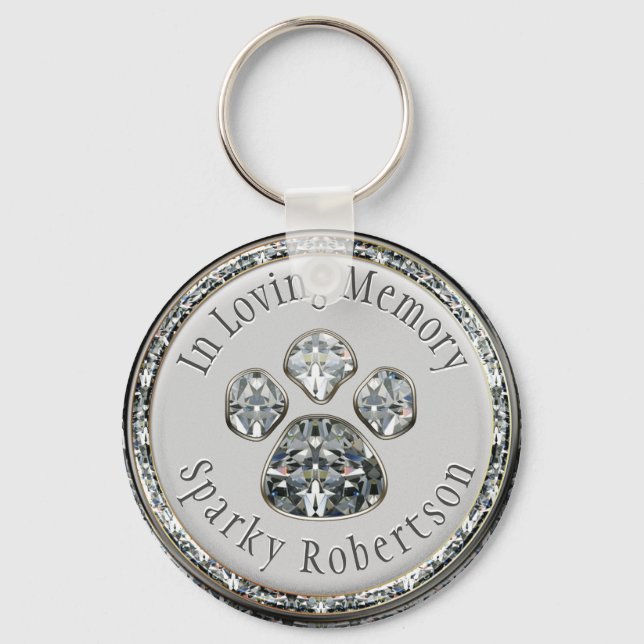 Faux Diamond Paw Print Keychain (Front)