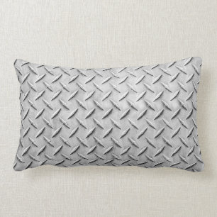 Faux Diamond Plating Background Lumbar Pillow