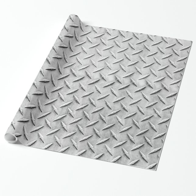 Faux Diamond Plating Background Wrapping Paper (Unrolled)