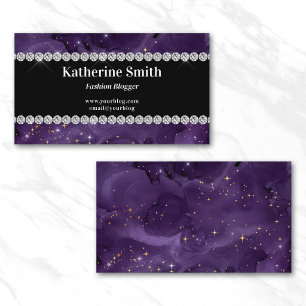 Faux Diamond Rhinestone Purple Celestial Business Card