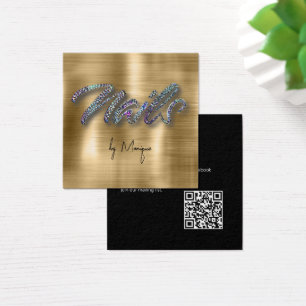 Faux Diamonds Holographic Nails Business Card