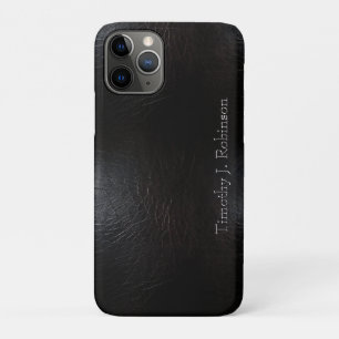 Faux Distressed Black Leather Embossed iPhone 11 Pro Case