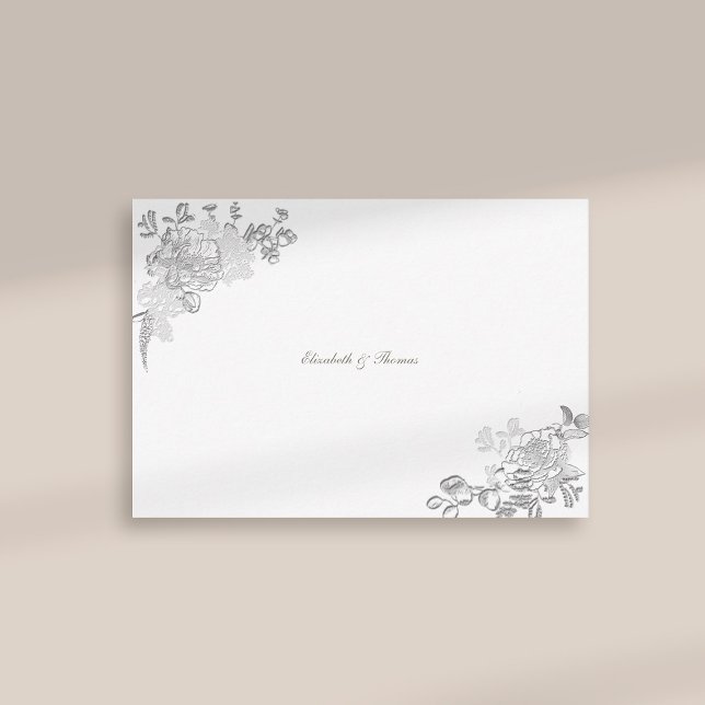 Faux Embossé Peony Formal Chic Mariage Merci (formal traditional elegant calligraphy wedding thank you card faux embossed peony ivory classic)