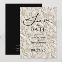 Faux Embossed Cream Floral Wedding