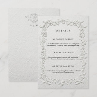 Faux Embossed Floral Wedding Details Card