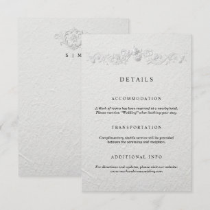 Faux Embossed Floral Wedding Details Card
