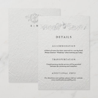 Faux Embossed Floral Wedding Details Card