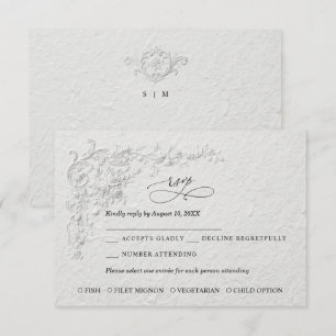 Faux Embossed Floral Wedding RSVP Card