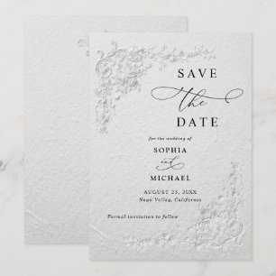 Faux Embossed Floral Wedding Save the Date  I Invitation