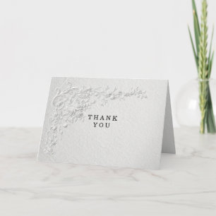 Faux Embossed Floral Wedding  Thank You Card