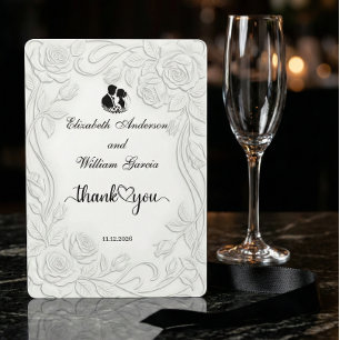 Faux Embossed Floral White 3D Sculpture Effect Thank You Card