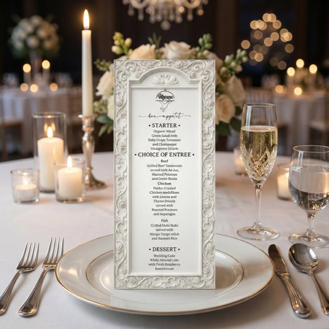 Faux Embossed Ivory Carved Floral Baroque Menu (Creator Uploaded)