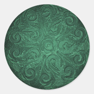 Faux Embossed Look Ornate Seal Emerald Green