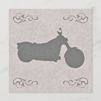 Faux Embossed Motorcycle Biker Wedding Invitation