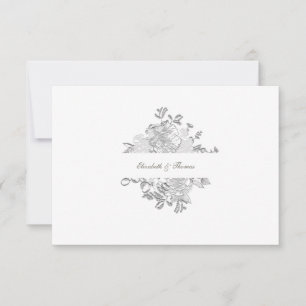 Faux Embossed Peony Formal Frame Wedding Thank You