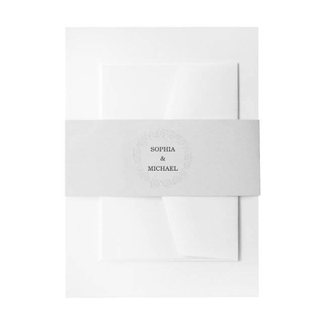 Faux Embossed White Roses Wedding  Invitation Belly Band (Front Example)