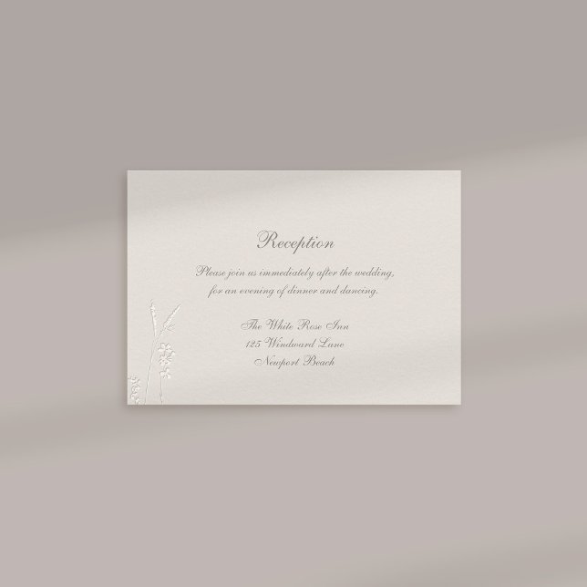 Faux Embossed Wildflowers Formal Reception Wedding Enclosure Card (formal wedding response card traditional reception ecru faux embossed wildflowers elegant classic)