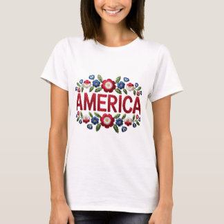 Faux Embroidery America Tshirt