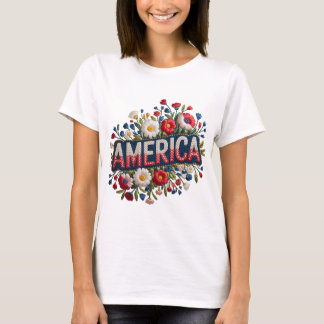 Faux Embroidery America Tshirt