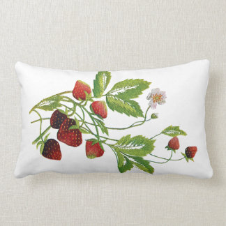 Faux Embroidery - Strawberries Lumbar Pillow