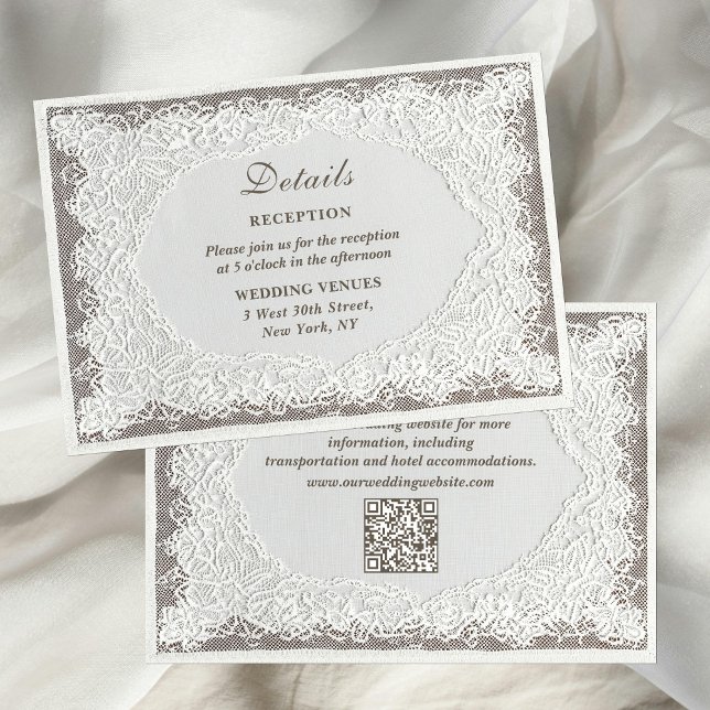 Faux Embroidery Timeless Lace Wedding Details Enclosure Card (Creator Uploaded)