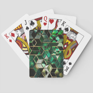  Faux Emerald, Green and Gold, Geometric  Playing Cards