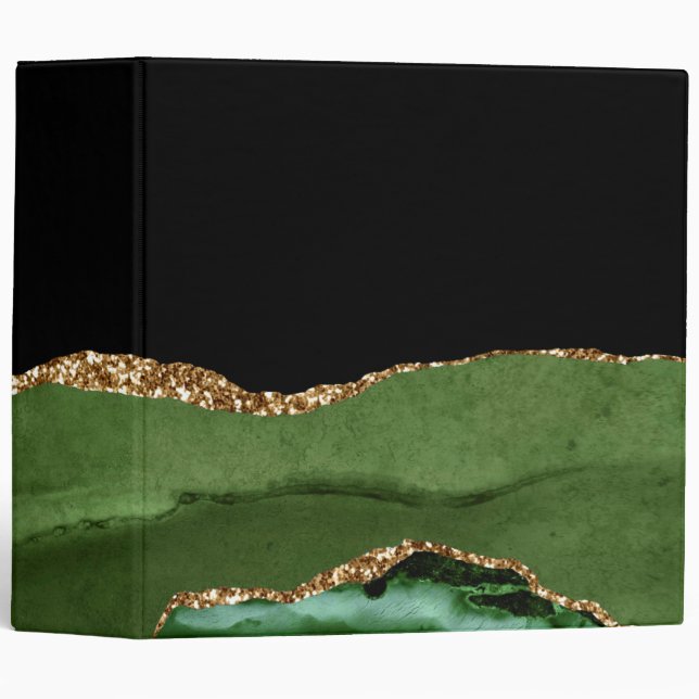 Faux Emerald Green Marbled Agate Contemporary Binder (Front/Spine)