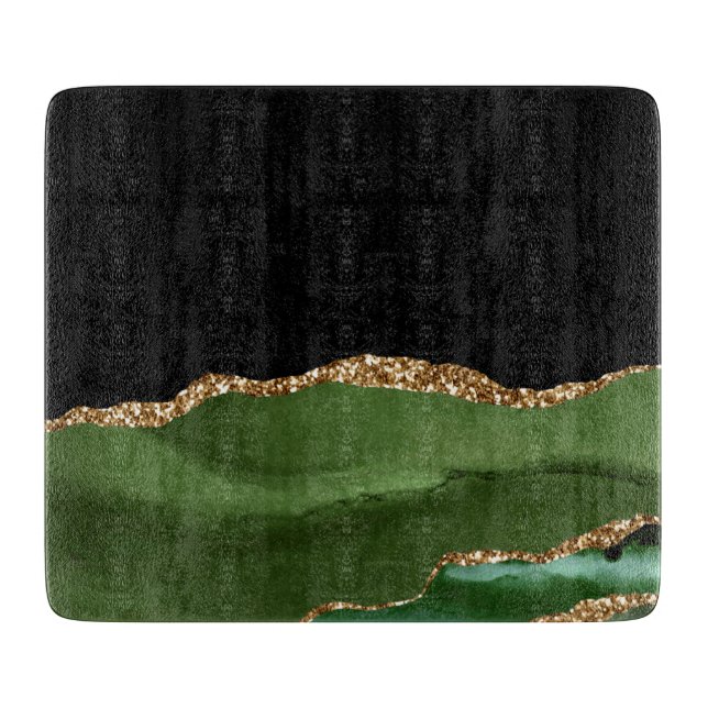 Faux Emerald Green Marbled Agate Contemporary Cutting Board (Front)