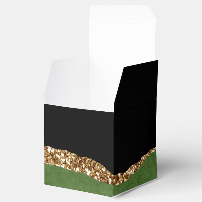 Faux Emerald Green Marbled Agate Contemporary Favor Box (Opened)