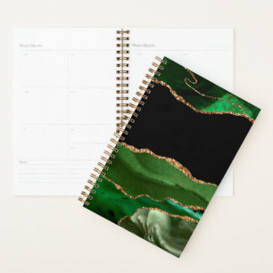 Faux Emerald Green Marbled Agate Contemporary Planner