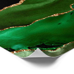 Faux Emerald Green Marbled Agate Contemporary Poster