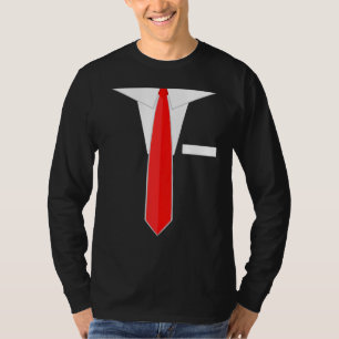 Faux Fake Tuxedo Suit Dress Tie T-Shirt
