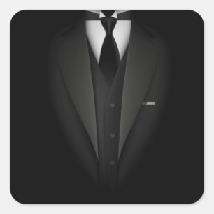 Faux Fake Tuxedo Suit top with Vest And tie Square Sticker